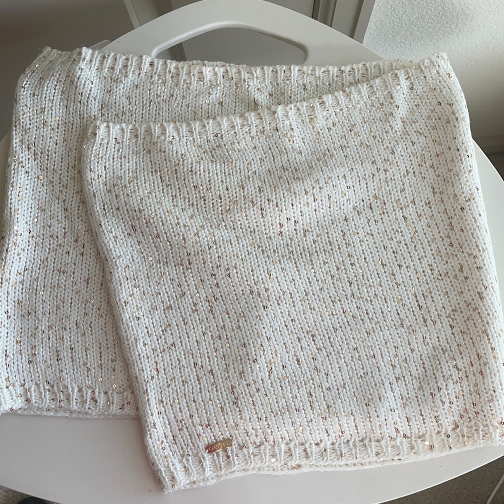 Calvin Klein Infinity Scarf in Ivory w/ Sequins and w/ tags